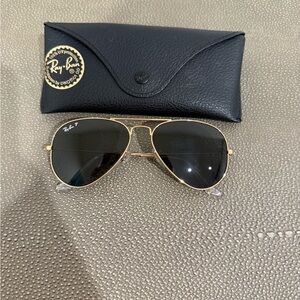 Ray-Ban Gold and Black Aviator Sunglasses